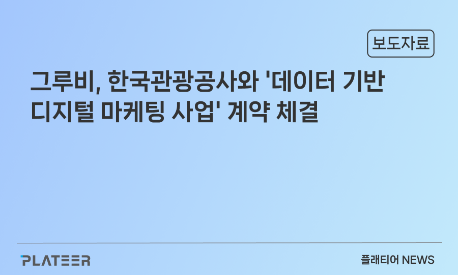 플래티어 그루비, 한국관광공사와 '데이터 기반 디지털 마케팅 사업' 계약 체결